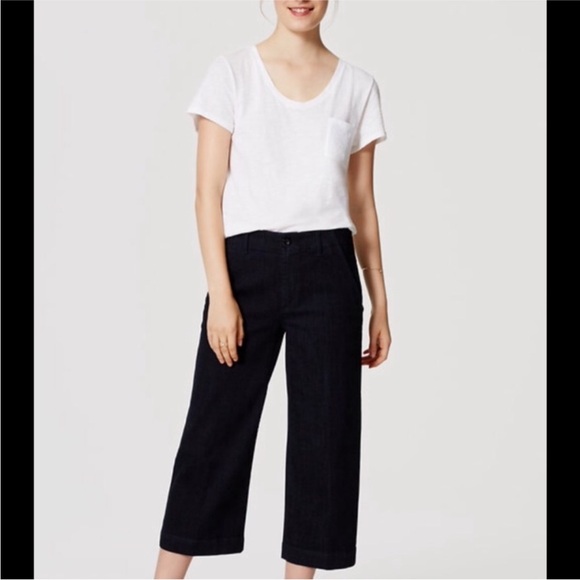 LOFT Pants - LOFT Black Wide-Leg High Rise Slim Crop Pants